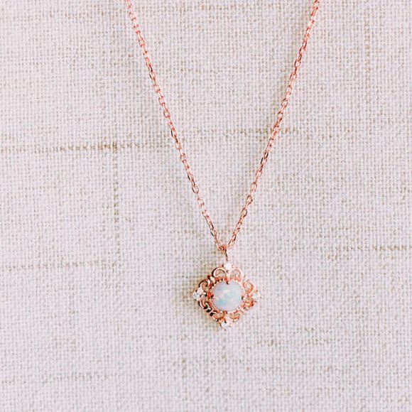 Rose Gold Fire Opal Necklace Gold Vermeil Chain - Picture 5 of 6